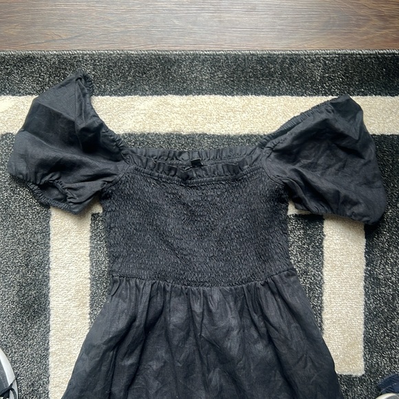 Jcrew Small Black Puff Sleeve Linen Dress - Picture 2 of 3